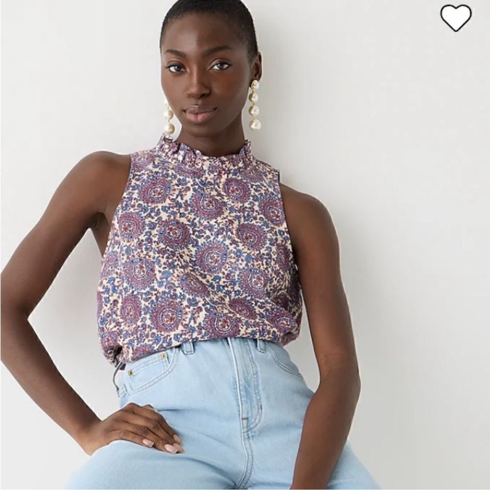 J.Crew linen ruffle tank